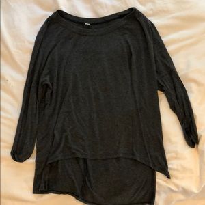 Dark Grey Flowy Quarter-Sleeve Tee
